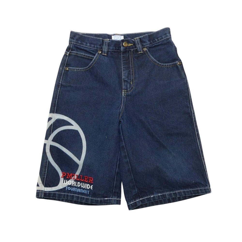 P Miller‎ Shorts Boys 8 Blue Denim Basketball Graphic Worldwide Master P Y2K